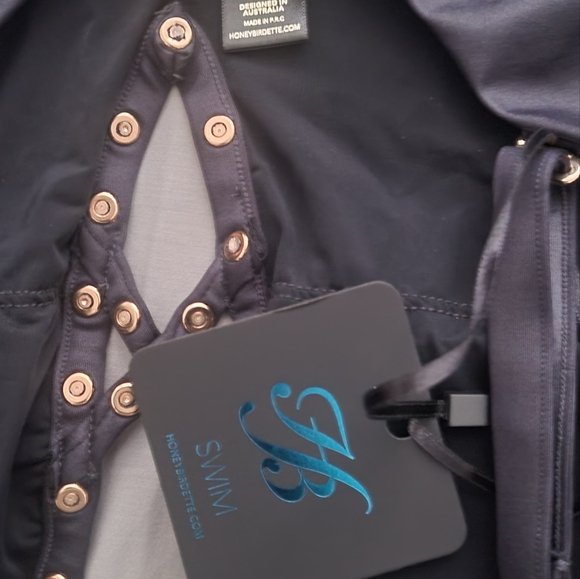 NWT Honey Birdette EIVISSA Black & Gold Studded One Piece Swimsuit Medium 🖤 - Picture 5 of 6